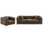 Vente - unique - canapé 3 places et fauteuil chesterfield en microfibre aspect cuir vieilli edwina Vente - unique - canapé 3 places et fauteuil chesterfield en microfibre aspect cuir vieilli edwina