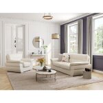 Vente - unique - canap� 3 places et un fauteuil en cuir thibault - ivoire