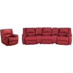 Canapé 3 places et un fauteuil relax en cuir aroma - rouge Canapé 3 places et un fauteuil relax en cuir aroma - rouge