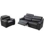 Vente - unique - canapé 3 places et fauteuil relax électrique en cuir noir arena iii Vente - unique - canapé 3 places et fauteuil relax électrique en cuir noir arena iii