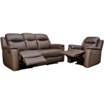 Vente - unique - canap� 3 places et un fauteuil relax evasion en cuir - marron