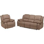 Vente - unique - canapé 3 places et un fauteuil relax en microfibre hernani - taupe Vente - unique - canapé 3 places et un fauteuil relax en microfibre hernani - taupe