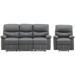 Canapé 3 places et un fauteuil relax en simili gris canby Canapé 3 places et un fauteuil relax en simili gris canby