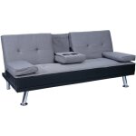 Dcoshop26 - canap 3 places canap - lit avec porte - gobelet rglable 97x166cm en synthtique et tissu ...
