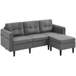 Canap 3 places avec pouf design modern canap d'angle rembourr en tissu pour salon / chambre / bureau ...