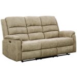 Vente - unique - canap� 3 places relax �lectrique en tissu taupe avec tablette nevers