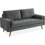 Sweeek - canap� 3 places scandinave fixe. droit. pieds bois polyester gris fonc�
