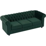 Vente - unique - canap� 3 places en velours vert chesterfield