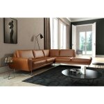 Venesetti - canap d'angle en 100% tout cuir italien de prestige 6 / 7 places spencer, marron cognac, ...
