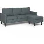 Idmarket ? canap� d'angle 3 places r�versible 200 cm gris anthracite ? tissu 100% polyester ? dossier ...