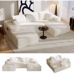 Canap� d?angle 4 places avec fonction lit, canap� modulable en l pour salon, convertible moderne avec ...