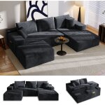 Canap� d?angle 4 places avec fonction lit, canap� modulable en l pour salon, convertible moderne avec ...