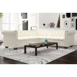 Canap� d'angle chesterfield 5 plc cuir artificiel blanc vidaxl
