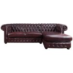 Vente - unique - canap� d'angle chesterfield brenton 100% cuir de buffle - bordeaux - angle droit