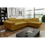 Tendencio - canap d'angle convertible antoni en velours ctel angle droit jaune