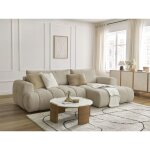 Bobochic - canap� d'angle convertible fuji tissu bouclette angle droit beige