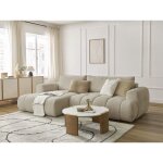 Bobochic - canap� d'angle convertible fuji tissu bouclette angle gauche beige