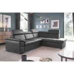 Venesetti - canap d'angle convertible en cuir italien de luxe 5 / 6 places tony, avec coffre, gris fonc, ...