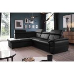 Venesetti - canapé d'angle convertible en cuir italien de luxe 5 / 6 places tony, avec coffre, noir, ... Venesetti - canapé d'angle convertible en cuir italien de luxe 5 / 6 places tony, avec coffre, noir, ...