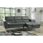 Venesetti - canap d'angle convertible en cuir italien de luxe 5 places santorin, avec coffre, gris fonc, ...