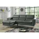 - canap� d'angle convertible en cuir italien de luxe 5 places santorin, avec coffre, gris fonc�, angle ...