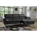 Venesetti - canapé d'angle convertible en cuir italien de luxe 5 places santorin, avec coffre, noir, ... Venesetti - canapé d'angle convertible en cuir italien de luxe 5 places santorin, avec coffre, noir, ...