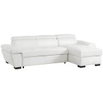 Vente - unique - canap d'angle convertible en cuir jonova - blanc - angle droit