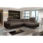 Canapé d'angle convertible - erika - en tissu luxe 5 places, marron et chocolat, angle droit (vu de face) ... Canapé d'angle convertible - erika - en tissu luxe 5 places, marron et chocolat, angle droit (vu de face) ...