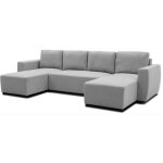 Canap� d'angle convertible panoramique pharell 5 / 6 places - tissu souris - coffre de rangement - l297 ...