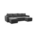 Sans marque - canap d'angle convertible panoramique pharell 5 / 6 places - tissu velours ctel anthracite ...