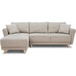 Canap� d'angle convertible r�versible 3 - 4 places claudius - tissu beige - coffre de rangement - l 244 ...