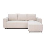 Canap� d'angle convertible r�versible 3 - 4 places pharell - velours c�tel� beige - coffre de rangement ...