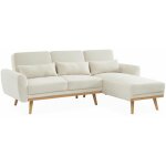 Sweeek - canapé d'angle convertible réversible 3 places. tissu bouclettes blanches. pieds bois Sweeek - canapé d'angle convertible réversible 3 places. tissu bouclettes blanches. pieds bois