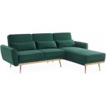 Sweeek - canap d'angle convertible. rversible 3 places. velours vert anglais. pieds fins or rose