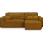 Canap d'angle convertible rversible 4 places avec coffre de rangement en velours ctel jaune moutarde ...