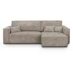 Canap d'angle convertible rversible 4 places avec coffre de rangement en velours ctel taupe - livia ...