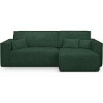 Canap d'angle convertible rversible 4 places avec coffre de rangement en velours ctel vert fonc ...
