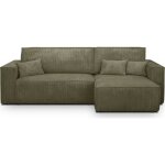 Homifab - canap� d'angle convertible r�versible 4 places avec coffre de rangement en velours c�tel� vert ...