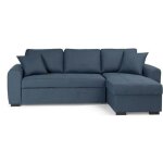 Canap� d'angle convertible r�versible - 4 places - tissu bleu - hamilton - l 244 x p 151 x h 90 - fabriqu� ...