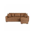 Sans marque - canap� d'angle convertible r�versible 4 places - tissu marron vintage - l 244 x p 151 x ...