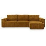 Homifab - canap d'angle convertible rversible 5 places avec coffre de rangement en velours ctel jaune ...