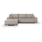 Canapé d'angle convertible réversible + coffre de rangement - tissu beige - l 289 x p 94 / 188 x h 88 ... Canapé d'angle convertible réversible + coffre de rangement - tissu beige - l 289 x p 94 / 188 x h 88 ...