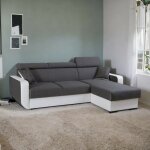 Tendencio - canap d'angle convertible et rversible empero l gris et blanc