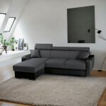 Tendencio - canap d'angle convertible et rversible empero l gris et noir