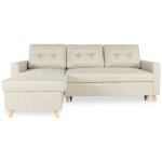 Intensedeco - canap d'angle convertible rversible falko tissu beige