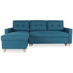 Canapé d'angle convertible réversible falko tissu bleu canard Canapé d'angle convertible réversible falko tissu bleu canard