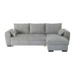 Canap� d'angle convertible r�versible soro - m�ridienne avec coffre - tissu gris clair - l 240 x p 143 ...