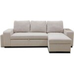 Canap� d'angle convertible r�versible valdo 3 a 4 places - tissu beige - tablette avec usb - coffre + ...