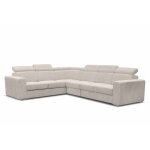 Canap d'angle convertible et rversible en velours ctel beige