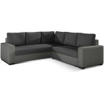 Les tendances - canap d'angle convertible simili gris et tissu gris fonc travor 235cm